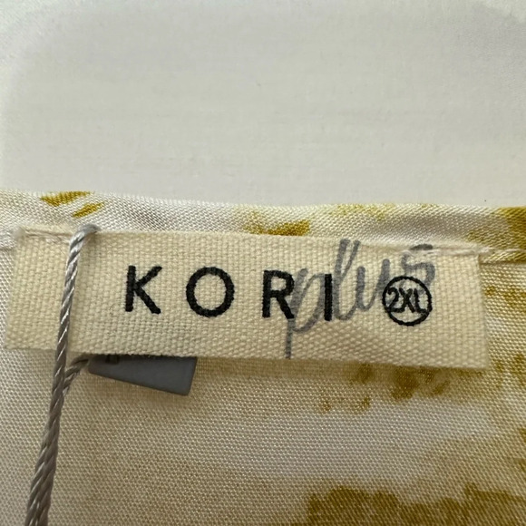 Kori Plus Tie Dye Surplice High Low Dress In Mustard Size 2X Assymetrical NWT - Picture 5 of 5